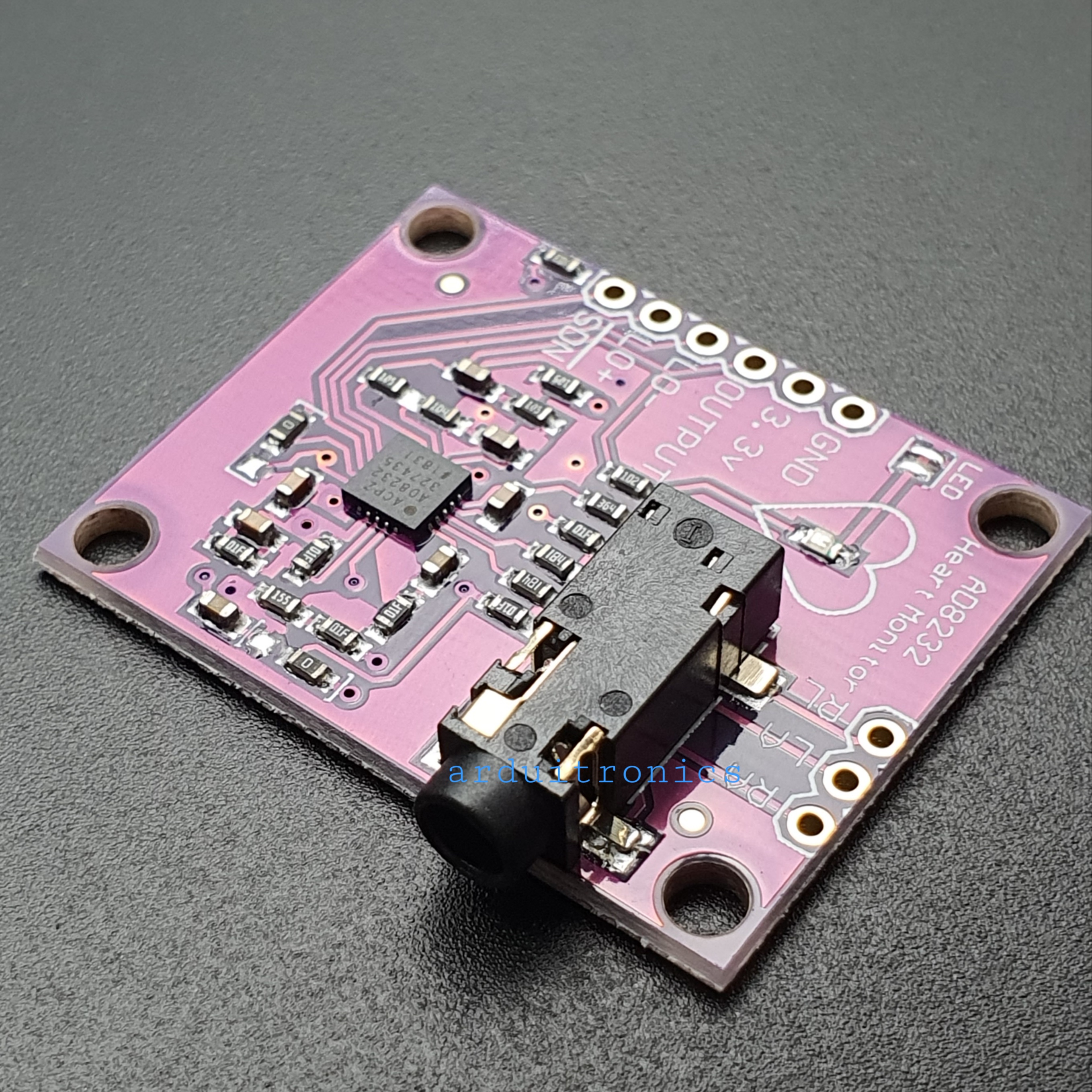 AD8232 Breakout (PCB สีม่วง) for Electrocardiogram (ECG) Heart Rate Monitor (ยังไม่บัคกรี)