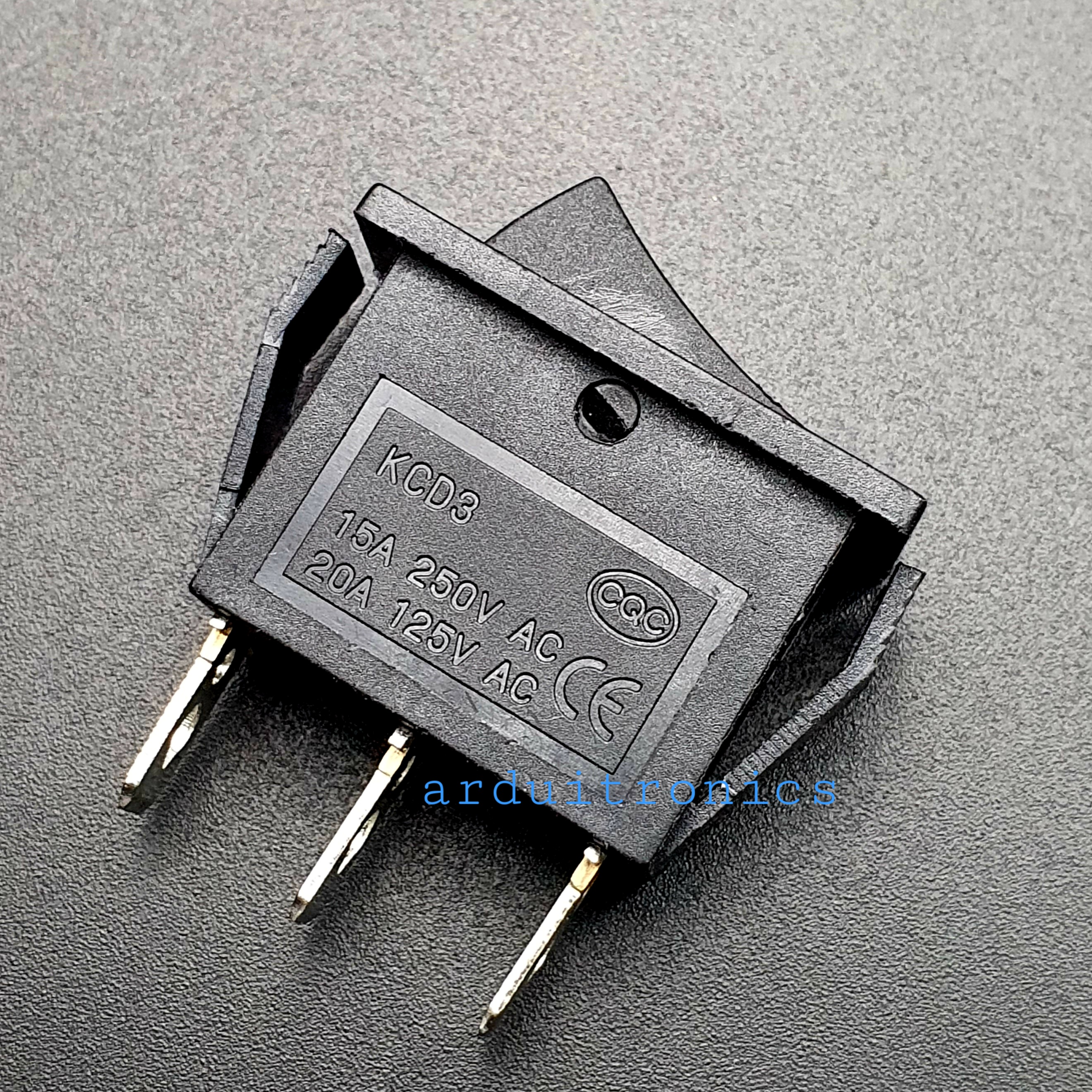 สวิตช์ไฟเปิด/ปิด KCD3-101N 15A 250VAC (3 ขา สีดำ)