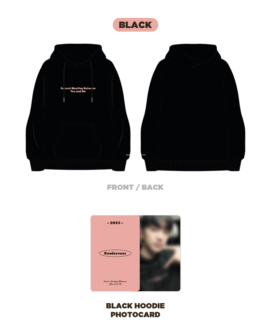 JINYOUNG (GOT7) -PARK JINYOUNG - 2023 Rendezvous ของสะสม -HOODIE เสื้อฮู้ด แบบ สีดำ