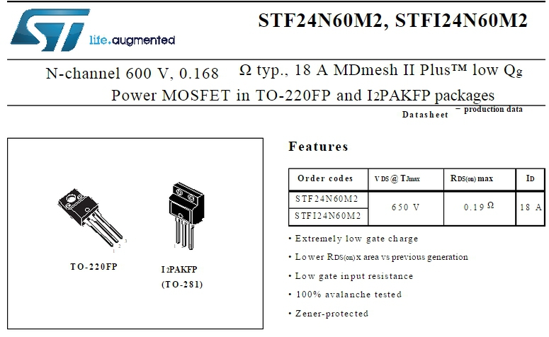 STP 24N60M2 (TOP-220FP)