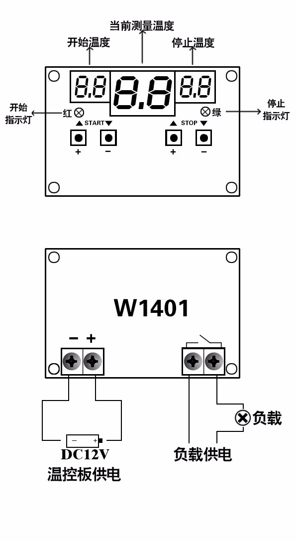 XH-W1401 Digital Temperature Controller with NTC Sensor (พร้อมแผงแสดงผลแบบ 7 Segment LED)