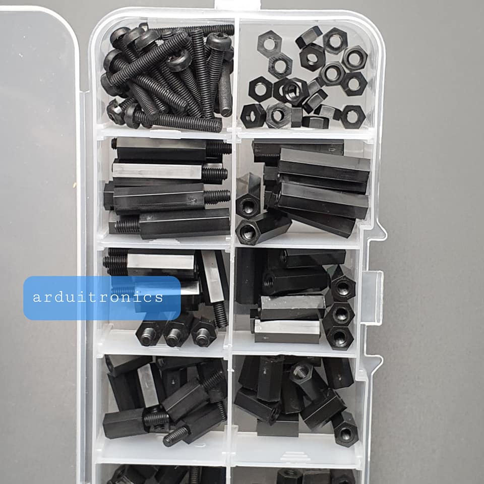 M3 Nylon Hex Spacers / Screw / Nut Stand-off (Black) 120 ชิ้น สีดำ