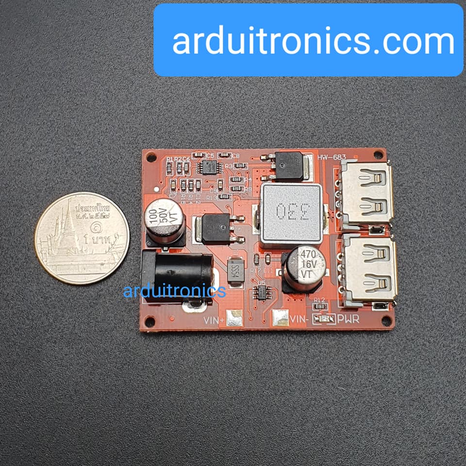Hight Quality LM2596S Dual Port USB Step Down Module โมดูลแปลงไฟแบบปรับค่าได้จาก 6-36V เป็น 5V กระแสสูงสุด 3A