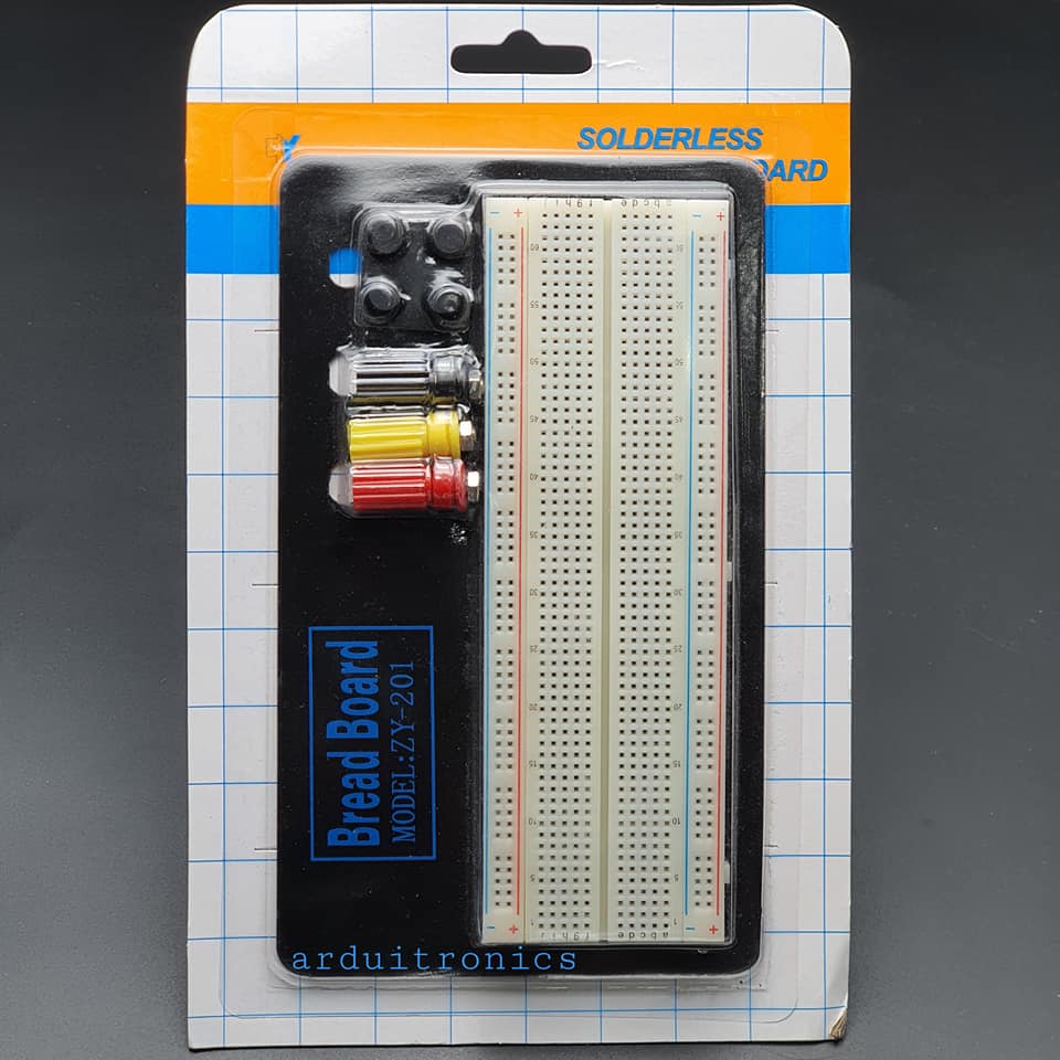 บอร์ดทดลอง พร้อมฐาน Solderless Breadboard 830 Point (ZY-201)