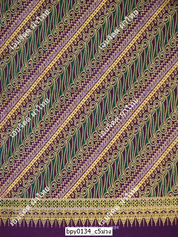 [bpy0134] ผ้าพิมพ์ทอง 1.8เมตร ลายศรีวิชัย คอตต้อน 100%