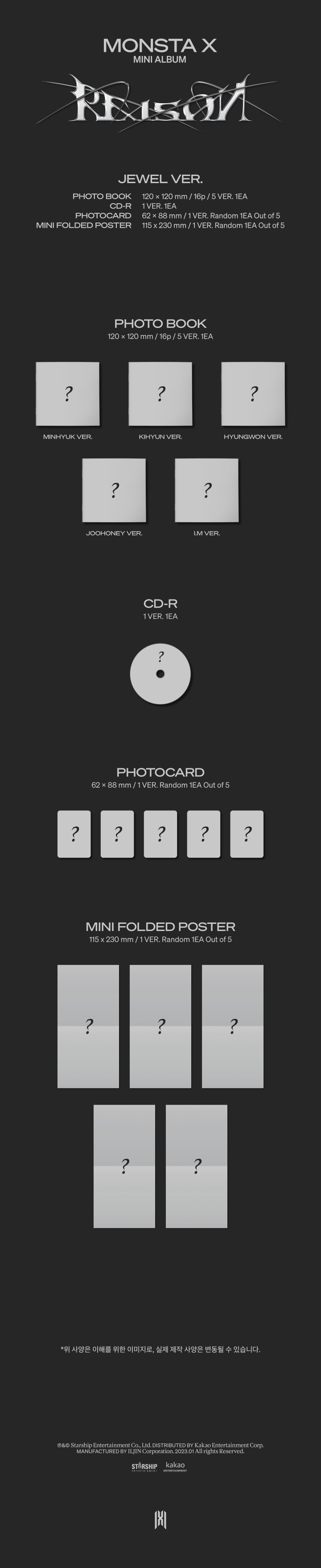 MONSTA X - 12th Mini Album [REASON] Jewel Ver. - แบบ ครบ set - ส่ง เรือ