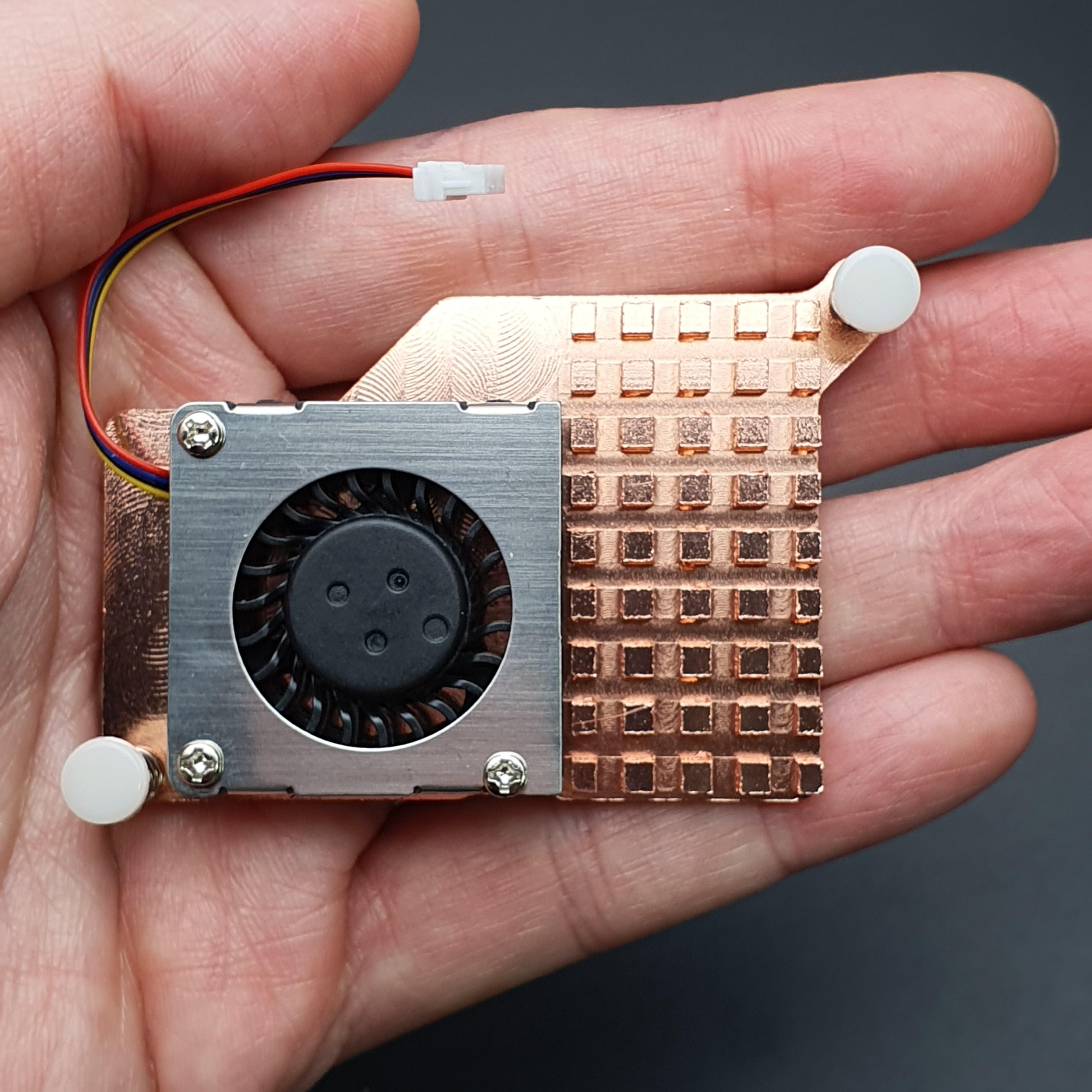 Raspberry Pi 5 Active Cooling Fan With Aluminum Radiator Heat Sink - สีทองแดงและพัดลมสีดำ