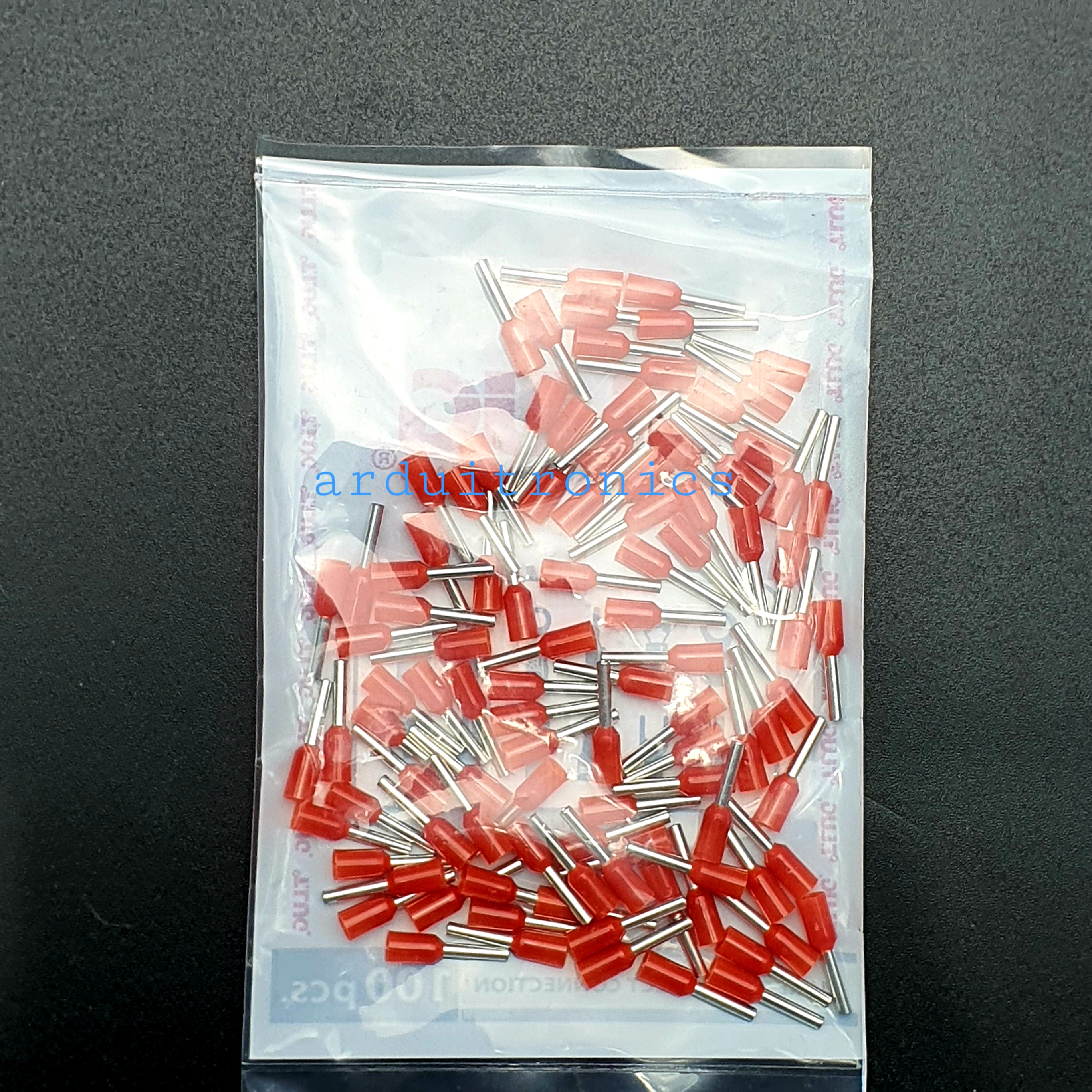 ข้อต่อย้ำปลายสาย แบบเดี่ยวหุ้ม สีแดง T.LUG: Cord-End Sleeves CE 1.0-8 (ถุงละ 100 ชิ้น)