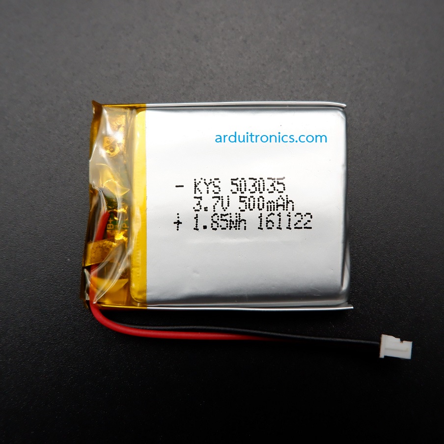 Lithium Ion Polymer Battery - 3.7V 500mAh (1.85Wh)