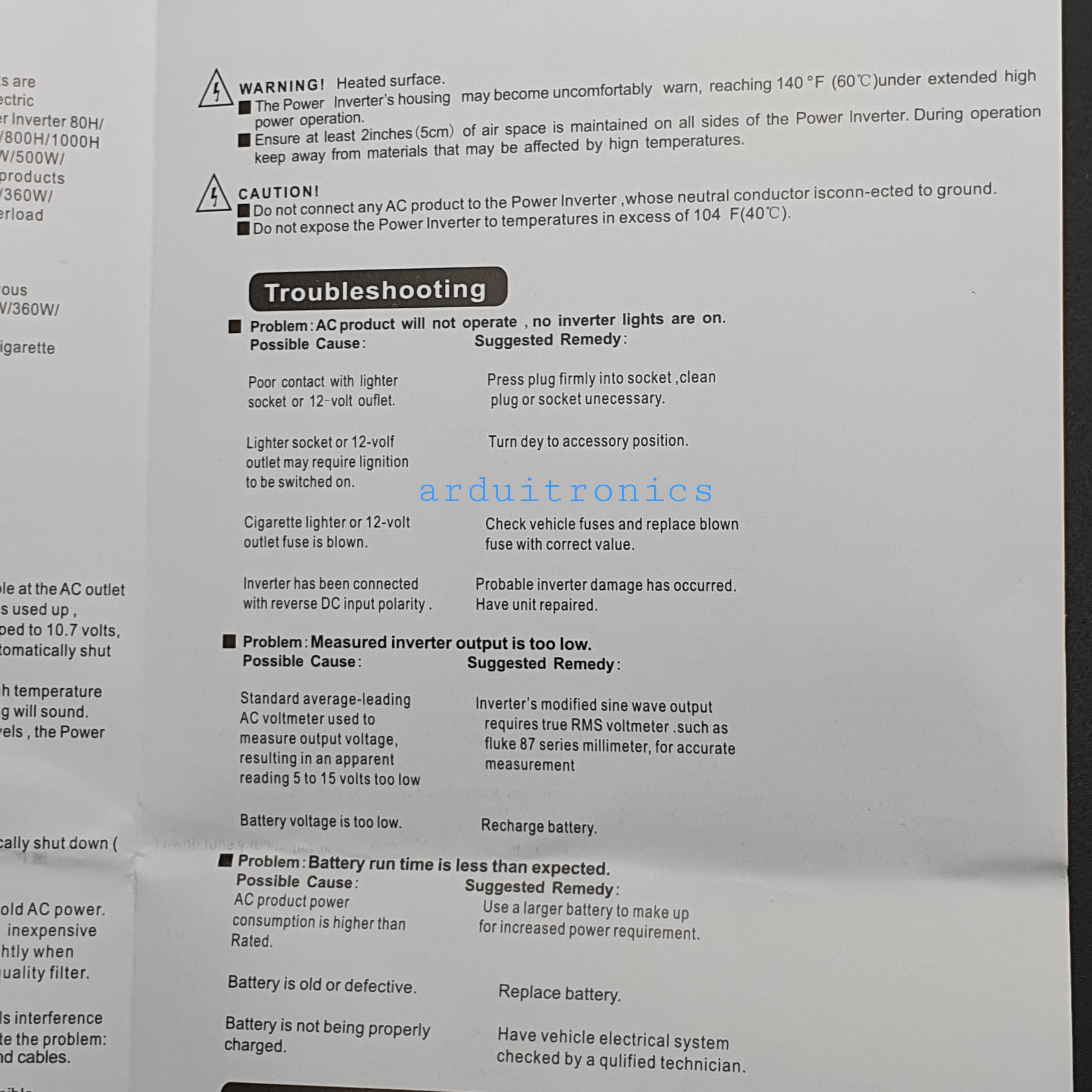 DC to AC Power Inverter 500W 12VDC to 220VAC 50 Hz (modified Sine Wave) สีดำ