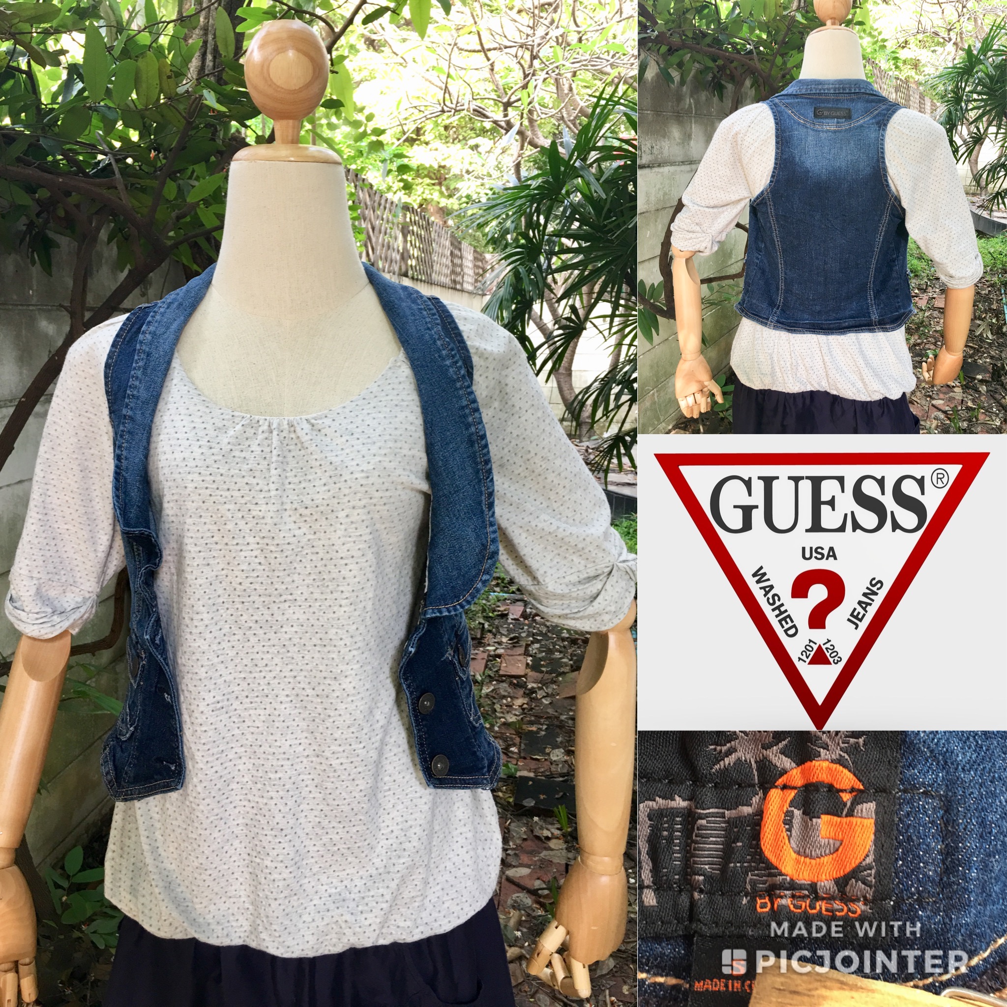 2sis1bro แบรนด์แท้ G by Guess Jeans เสื้อกั๊กยีนส์ มือสอง พร้อมส่ง sz S