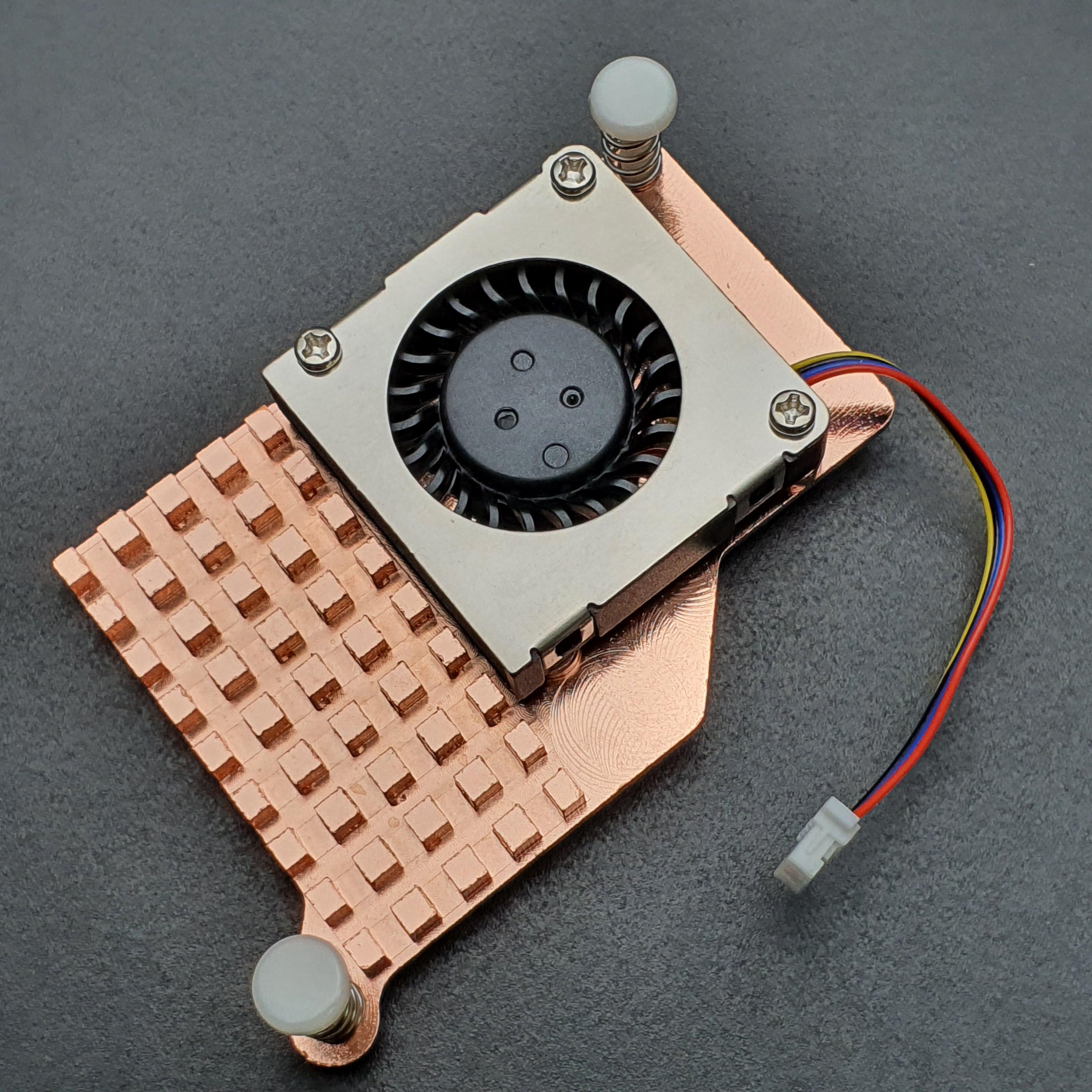 Raspberry Pi 5 Active Cooling Fan With Aluminum Radiator Heat Sink - สีทองแดงและพัดลมสีดำ