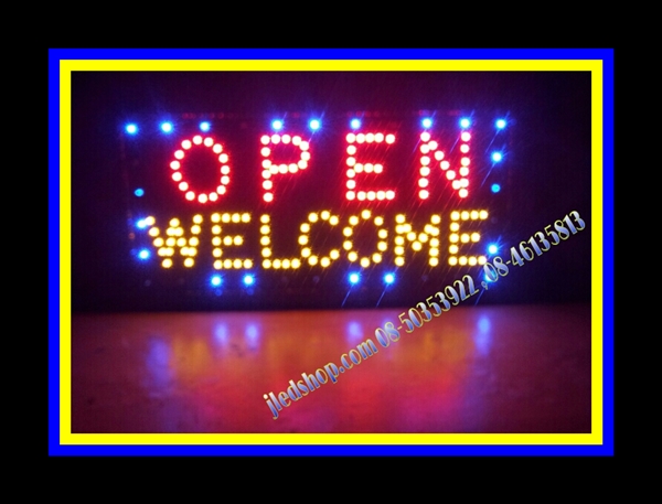 ป้ายไฟOPEN-WELCOME กระพิบLED ป้ายไฟLEDแบบสำเร็จ