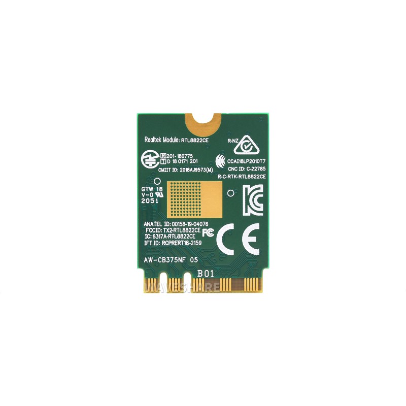AW-CB375NF Dual-Band Wireless NIC, 2.4G/5GHz Dual-Band WiFi 5, RTL8822CE-CG Core, Bluetooth 5.0, Supports BLE (แท้จาก Waveshare)