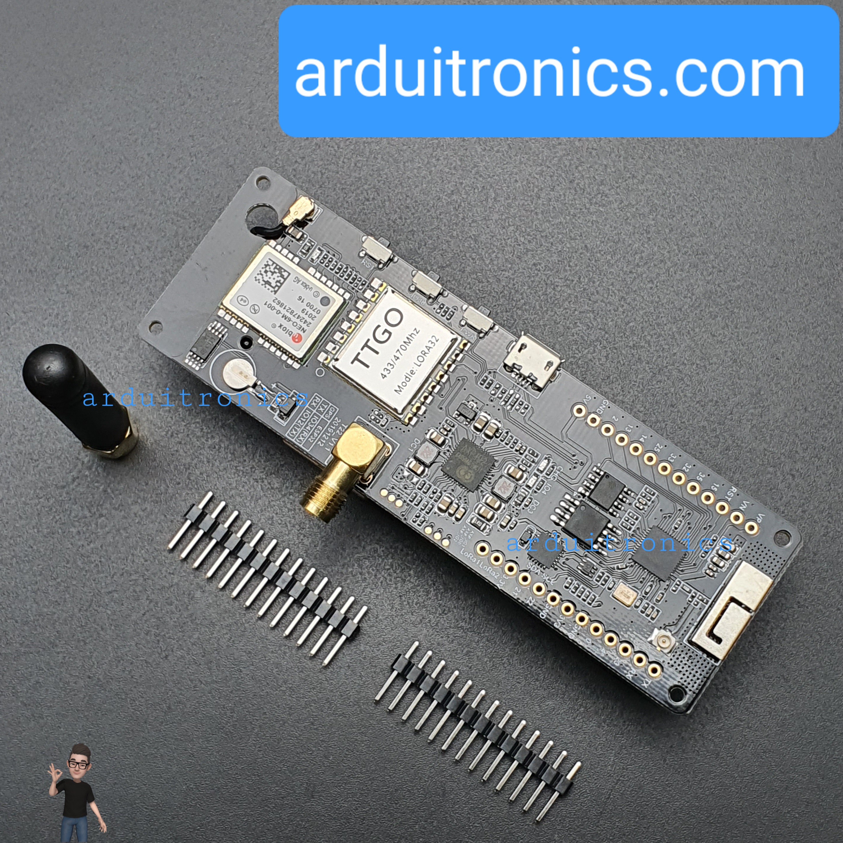 LYGO TTGO T-Beam V1.1 ESP32 Lora32 (433MHz) GPS (NEO-6M SMA) Bluetooth OLED พร้อมรางถ่าน 18650