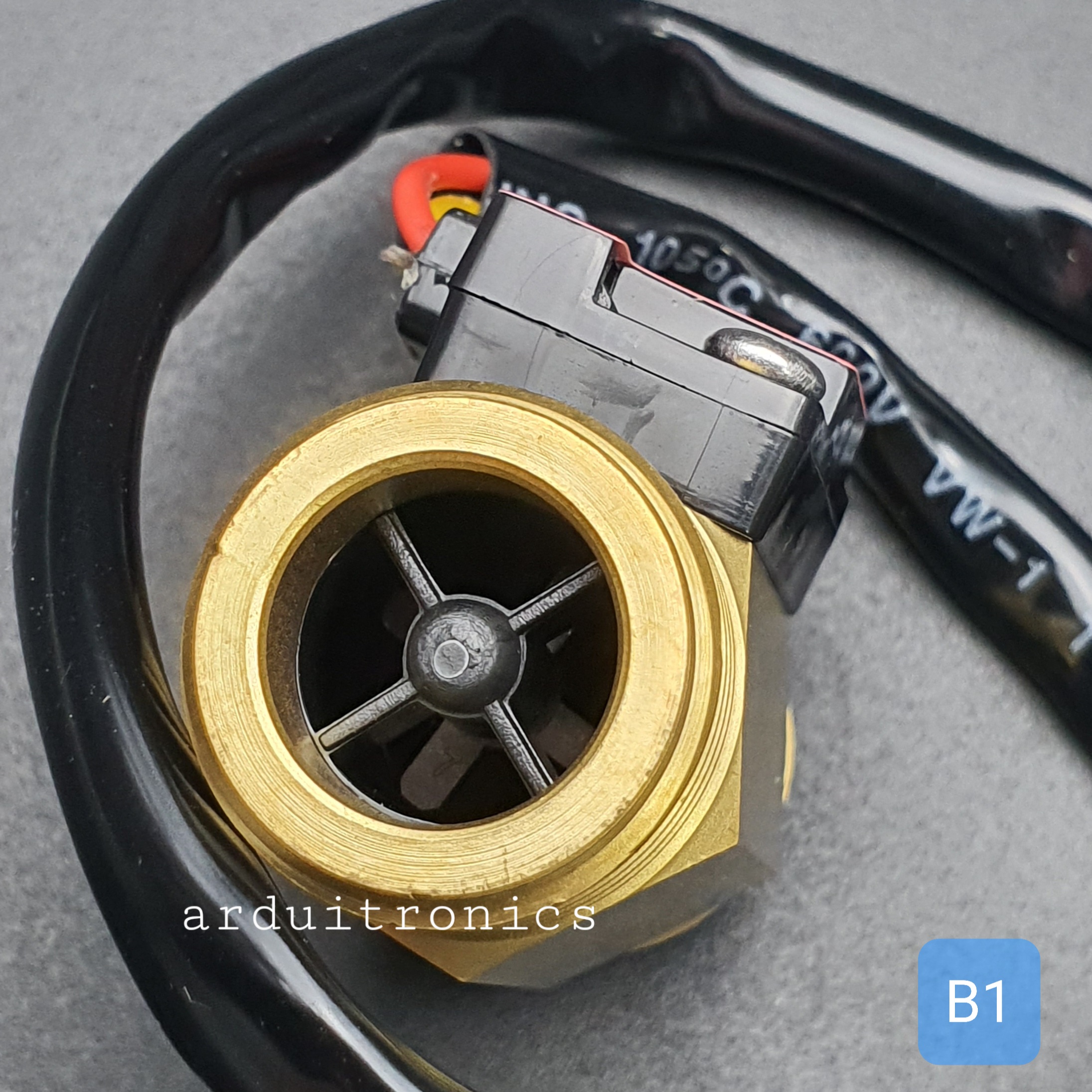 B1 เซ็นเซอร์วัดอัตราการไหลของน้ำ ทองแหลือง 1/2นิ้ว 4หุน Water Flow sensor 1-25L/min Size 44 mm