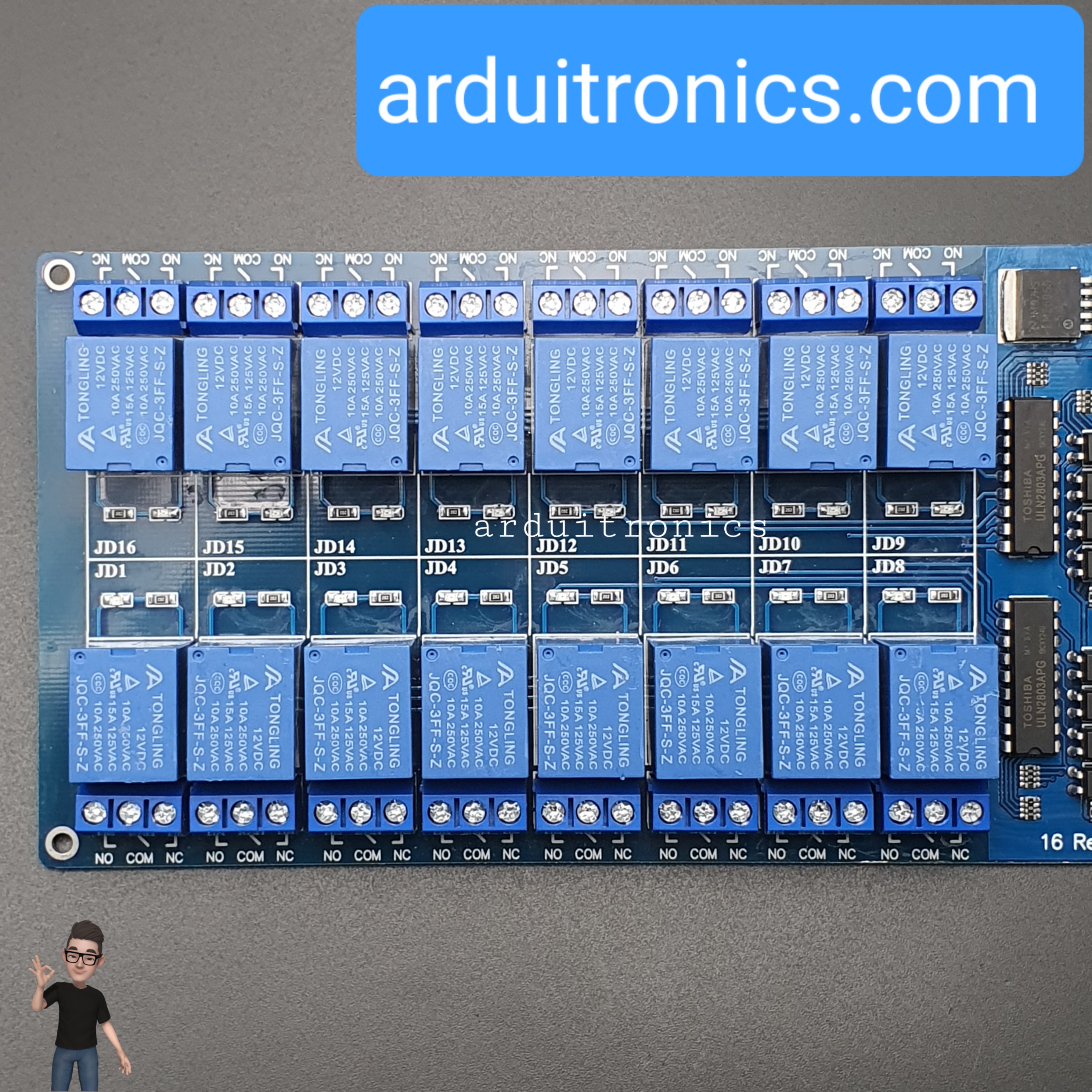 16 Channel Relay รีเลย์ 16 ช่อง (12V) Optocoupler Protection with LM2596 Power Supply