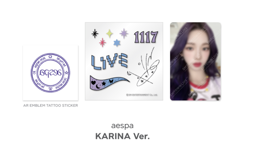 SMTOWN LIVE 2022 : SMCU EXPRESS @ HUMAN CITY_SUWON OFFICIAL MD -AR Tattoo Sticker set (ได้ photo card ) Aespa - แบบ Karina