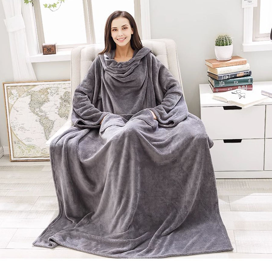 ผ้าห่มมีแขน ผ้าห่มอเนกประสงค์ (กว้าง 127ซม x ยาว 180ซม) สอดแขนได้ ขนนุ่ม ใส่นอน ขนนุ่มอุ่นสบาย