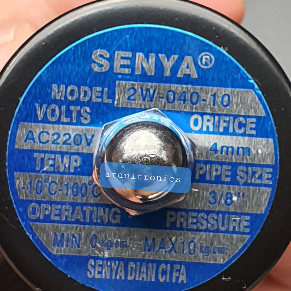 โซลินอยวาล์ว ทองเหลือง (Solenoid Valve Normally Closed) 3 หุน (3/8") 220VAC - ยี่ห้อ Senya 2W-040-10