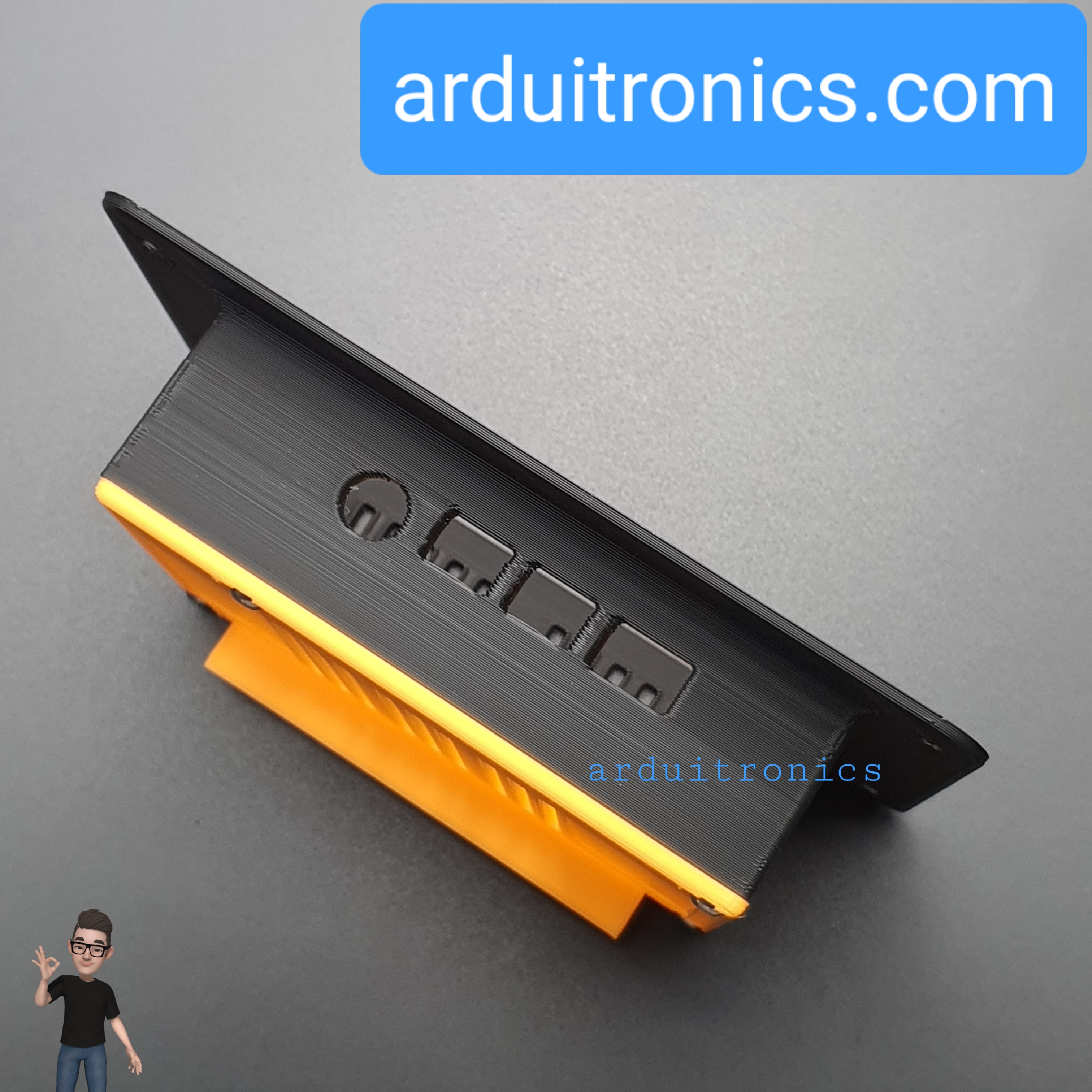 3D Printed Screen Case (Orange) for Raspberry Pi Official 7 inch LCD Touchscreen