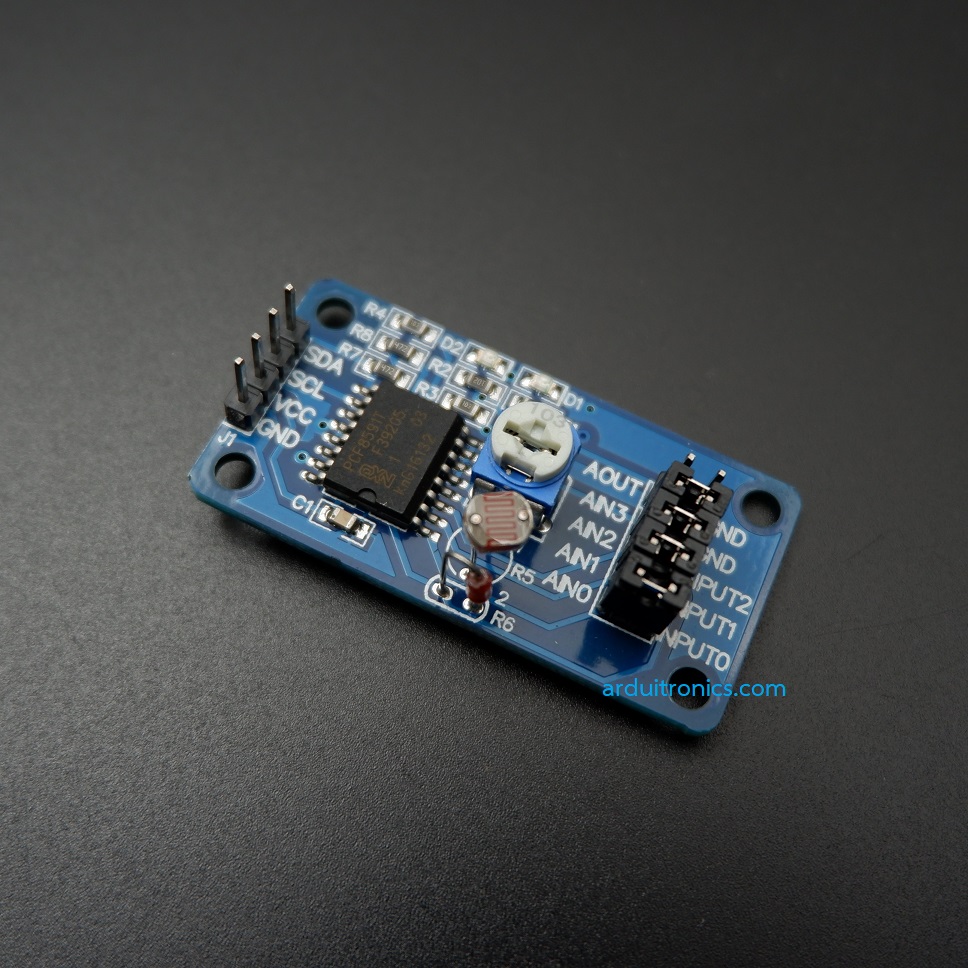 PCF8591 A/D D/A Converter Module (with on-board Light and Temp. Sensor)