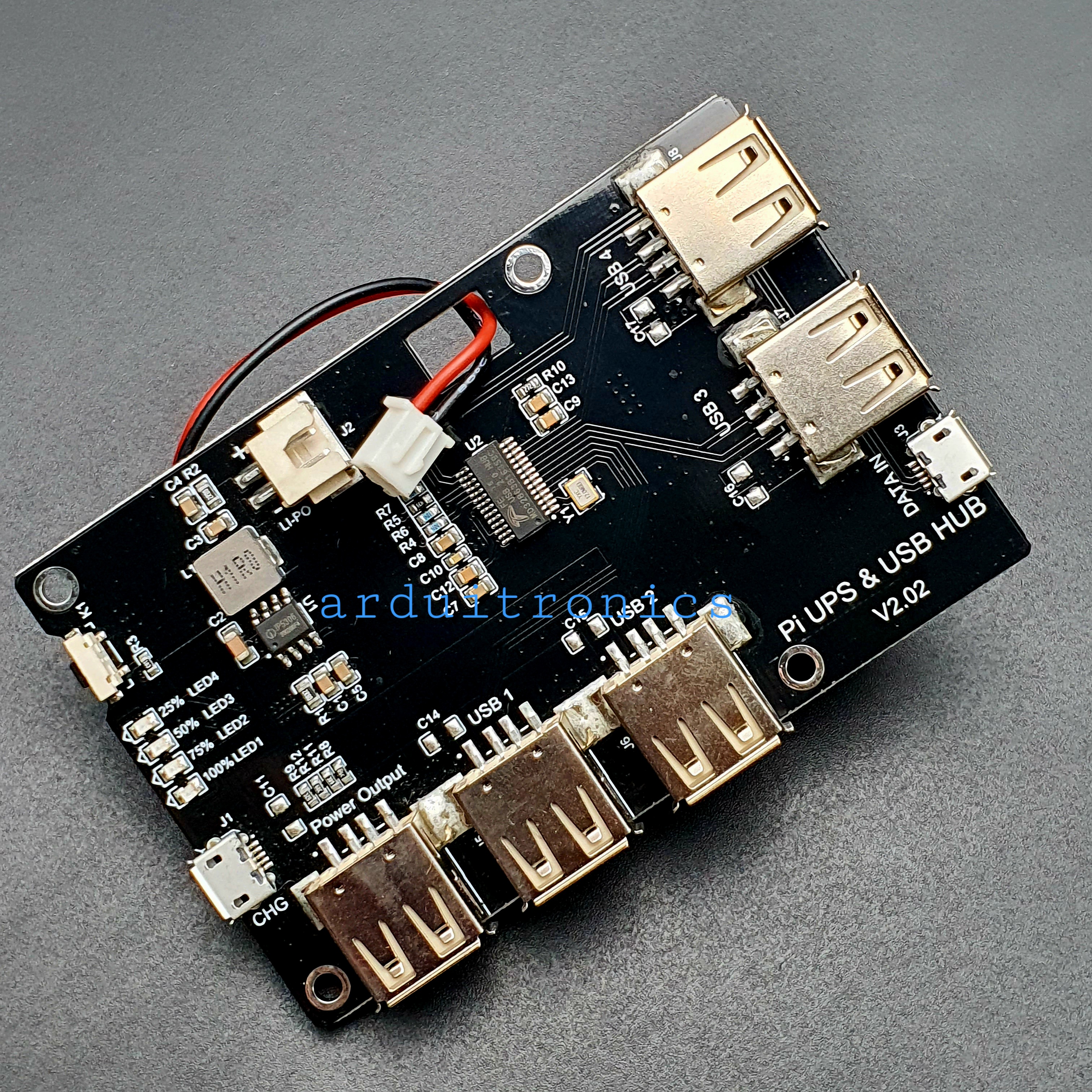 Raspberry Pi UPS 4B 2B 3B Development Board Lithium Battery Expansion Board 5USB Hub Module Power Bank - Black PCB