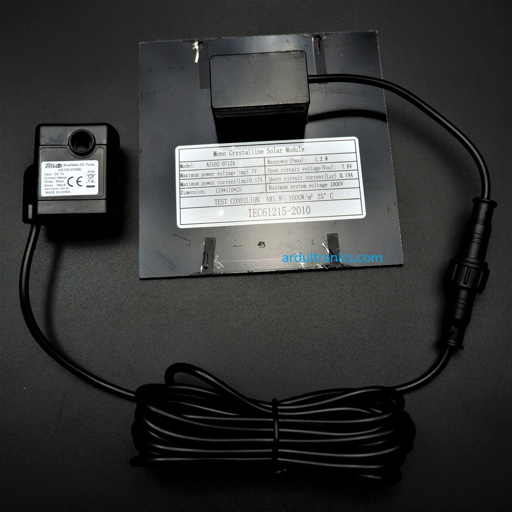 Solar-powered Water Pump Kit (7V, 1.2W) สำหรับทำน้ำพุและน้ำตกในสวน