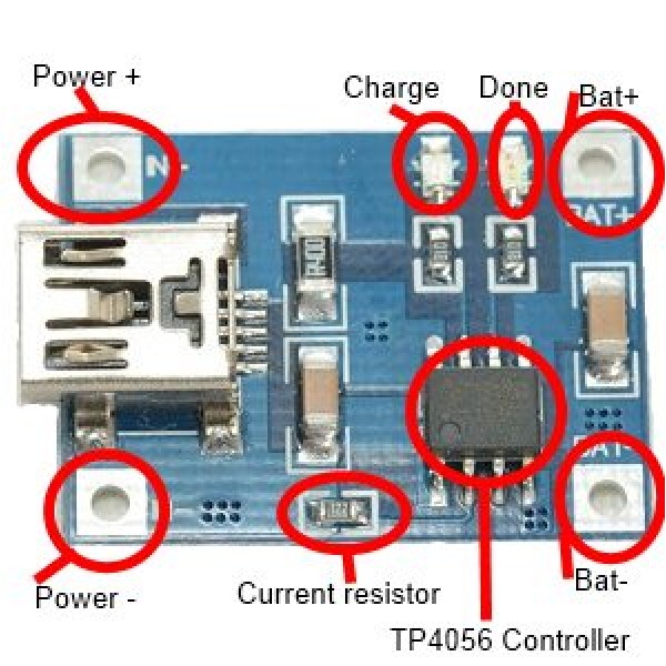 TP4056 1A Mini USB Battery Charger Board Mini USB TP4056 18650 Lithium Battery Charger