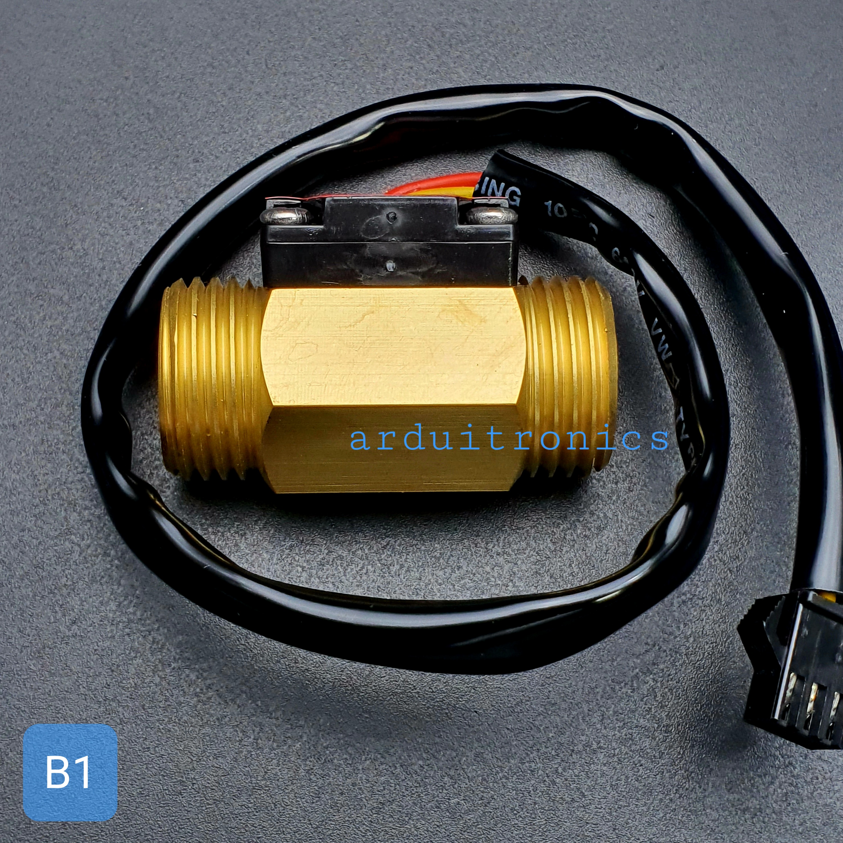 B1 เซ็นเซอร์วัดอัตราการไหลของน้ำ ทองแหลือง 1/2นิ้ว 4หุน Water Flow sensor 1-25L/min Size 44 mm