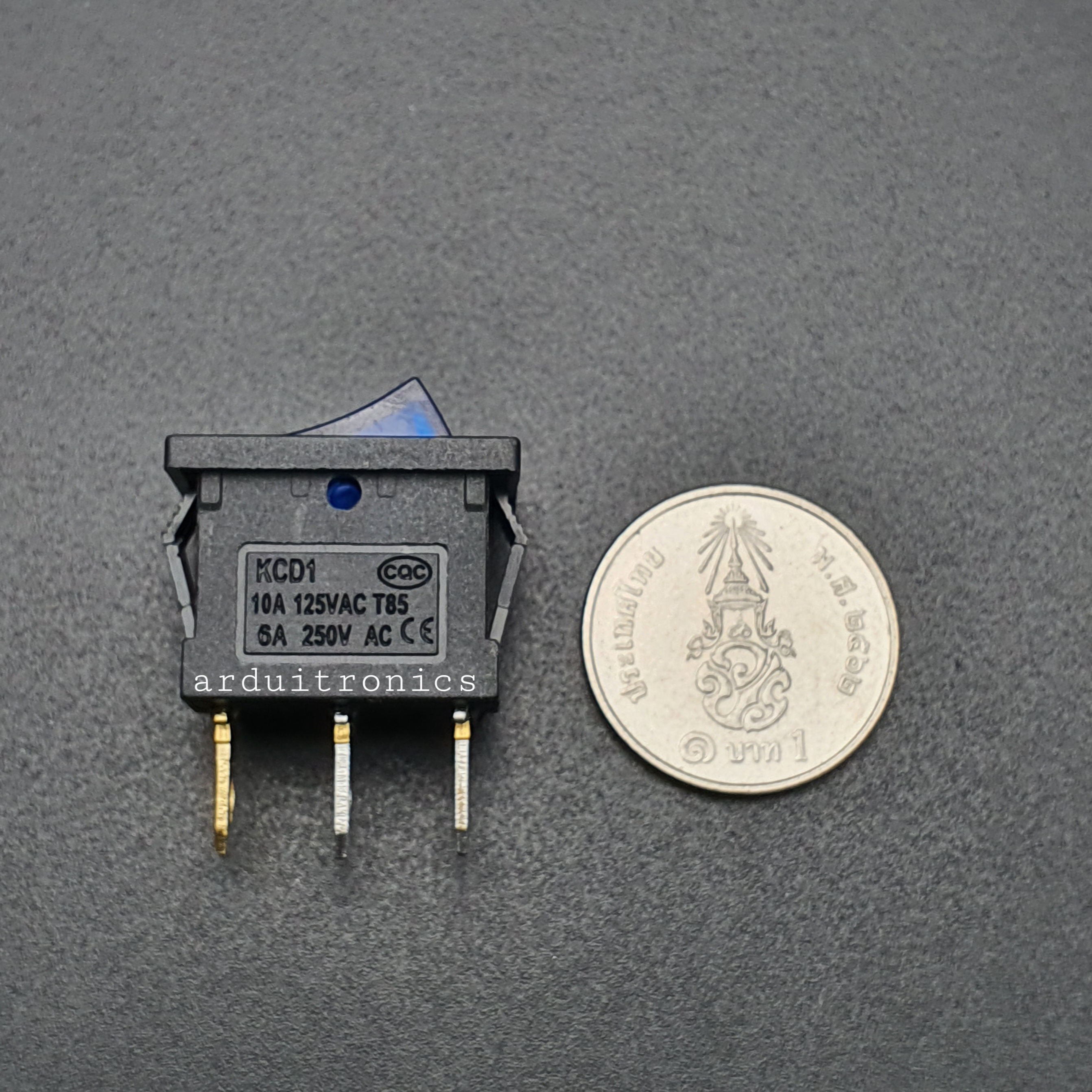 สวิตช์ไฟเปิด/ปิด Size 19x12mm Power Switch 3 ขา KCD1-101/N สีน้ำเงิน (1ชิ้น)