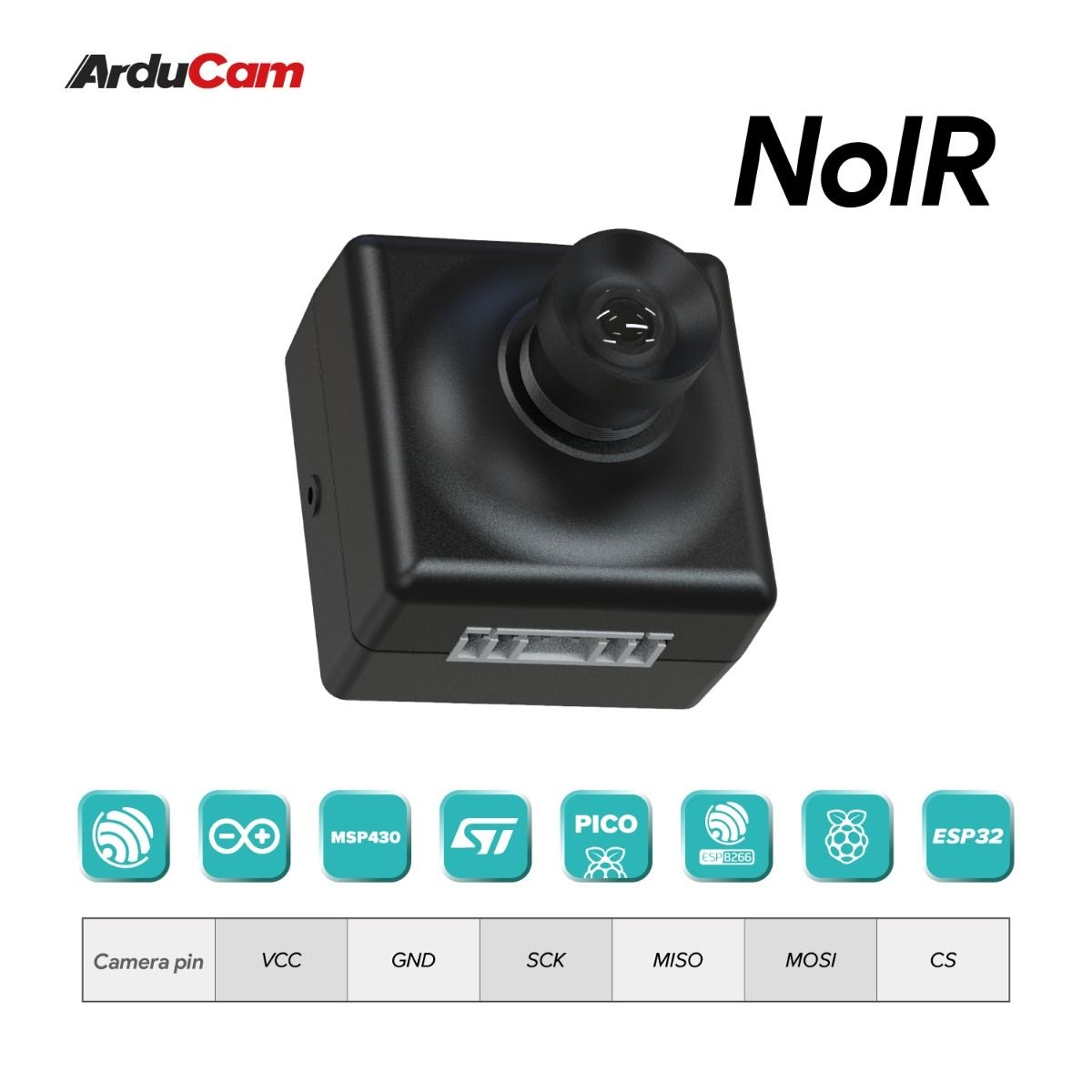 Mega 3MP SPI Camera Module with M12 Lens (NoIR) for Any Microcontroller