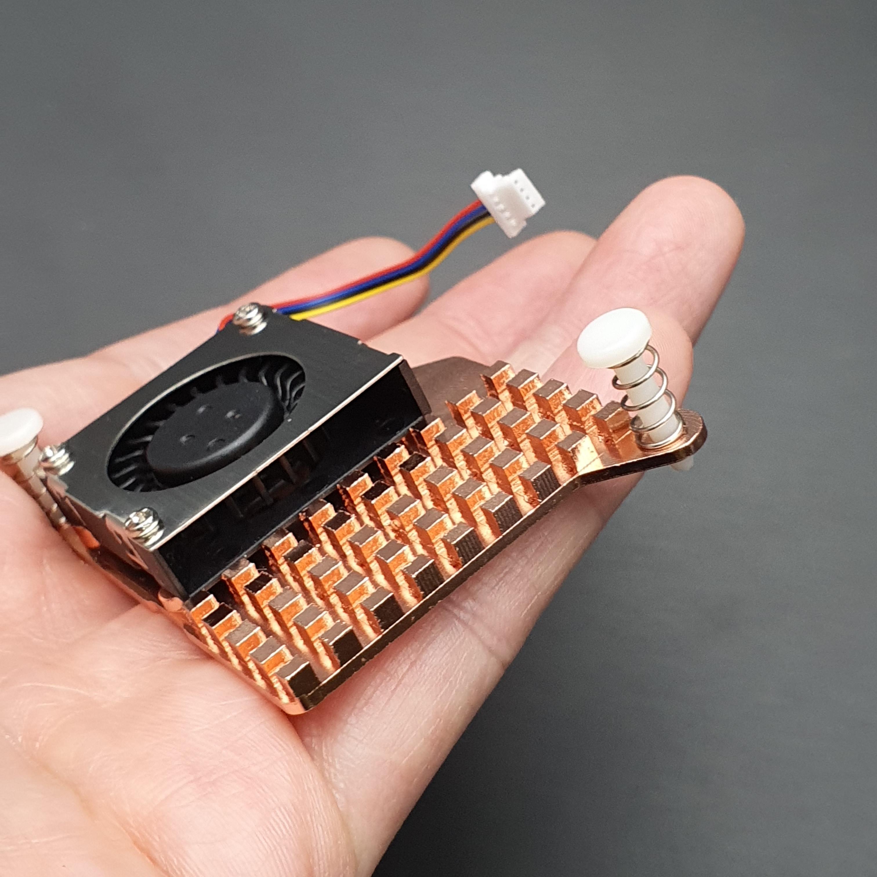 Raspberry Pi 5 Active Cooling Fan With Aluminum Radiator Heat Sink - สีทองแดงและพัดลมสีดำ