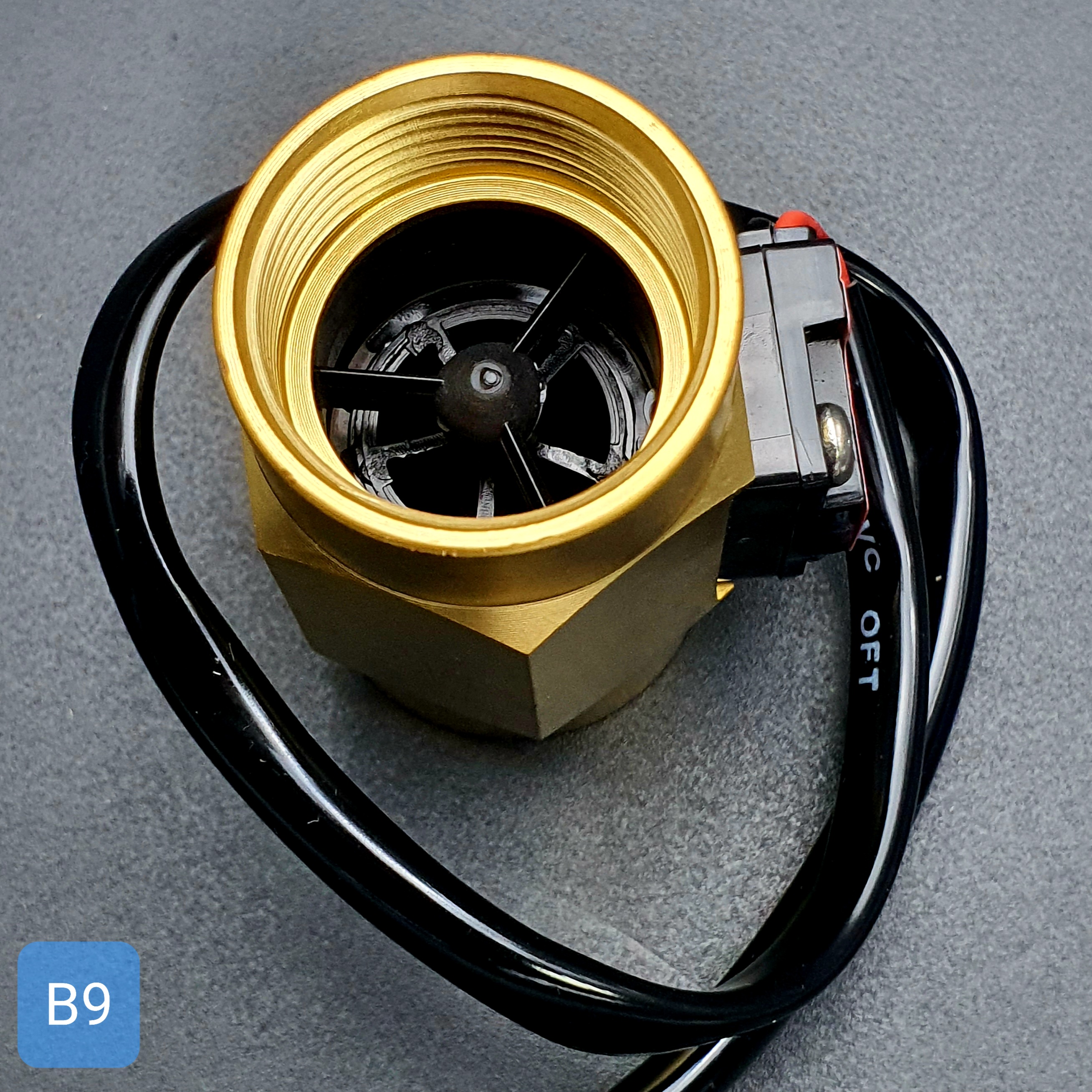 B9 เซ็นเซอร์วัดอัตราการไหลของน้ำ ทองแหลือง 3/4นิ้ว 6หุน Water Flow sensor 2-50L/min Size 58 mm