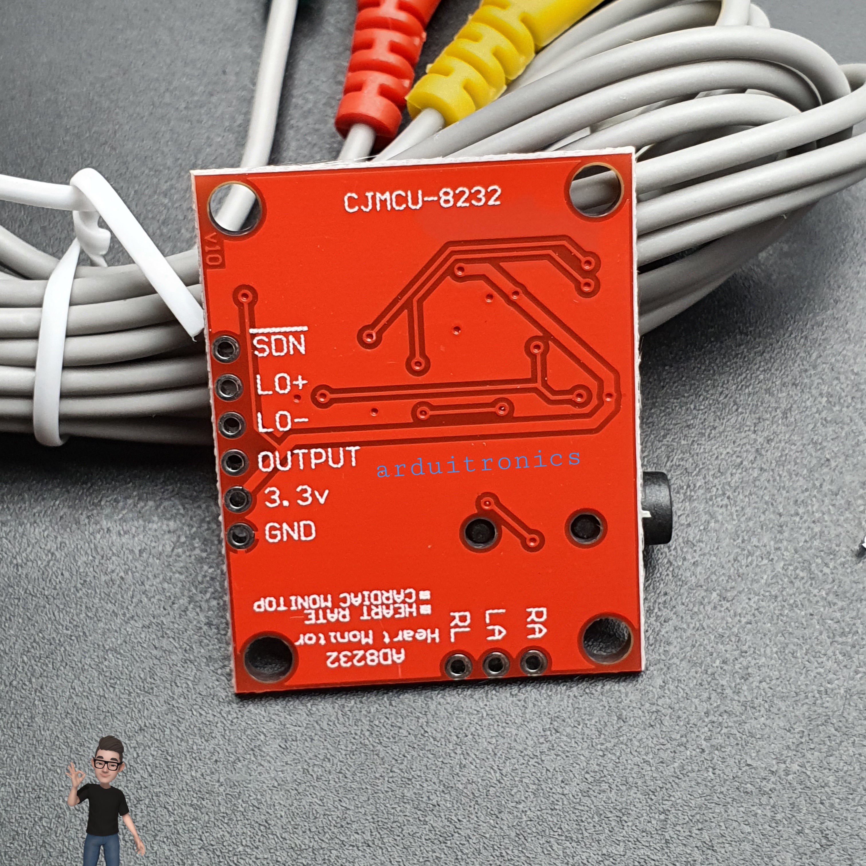 Electrocardiogram (ECG) Heart Rate Monitor Kit AD8232 (ยังไม่บัคกรี) - Round Electrode Pads