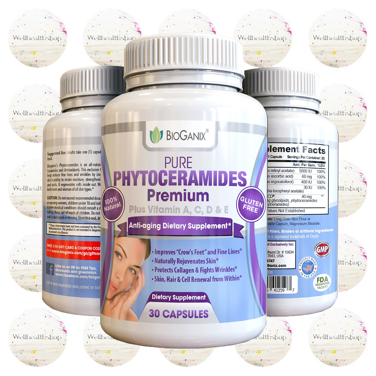 Oganix pure phytoceramides premium plus vitamin A C D & E ออแกนิค ไฟโตเซราไมด์ พรีเมี่ยม พลัส วิตามิน เอ ซี ดี และ อี