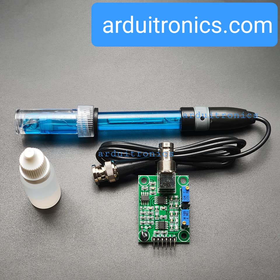 PH Sensor Kit ( PH Electrode E-201C + บอร์ด PH-4502C + โซลูชั่น)
