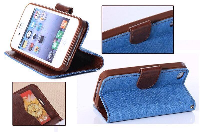 canvas leather case FOR iPhone 5C สีน้ำเงินเข้ม