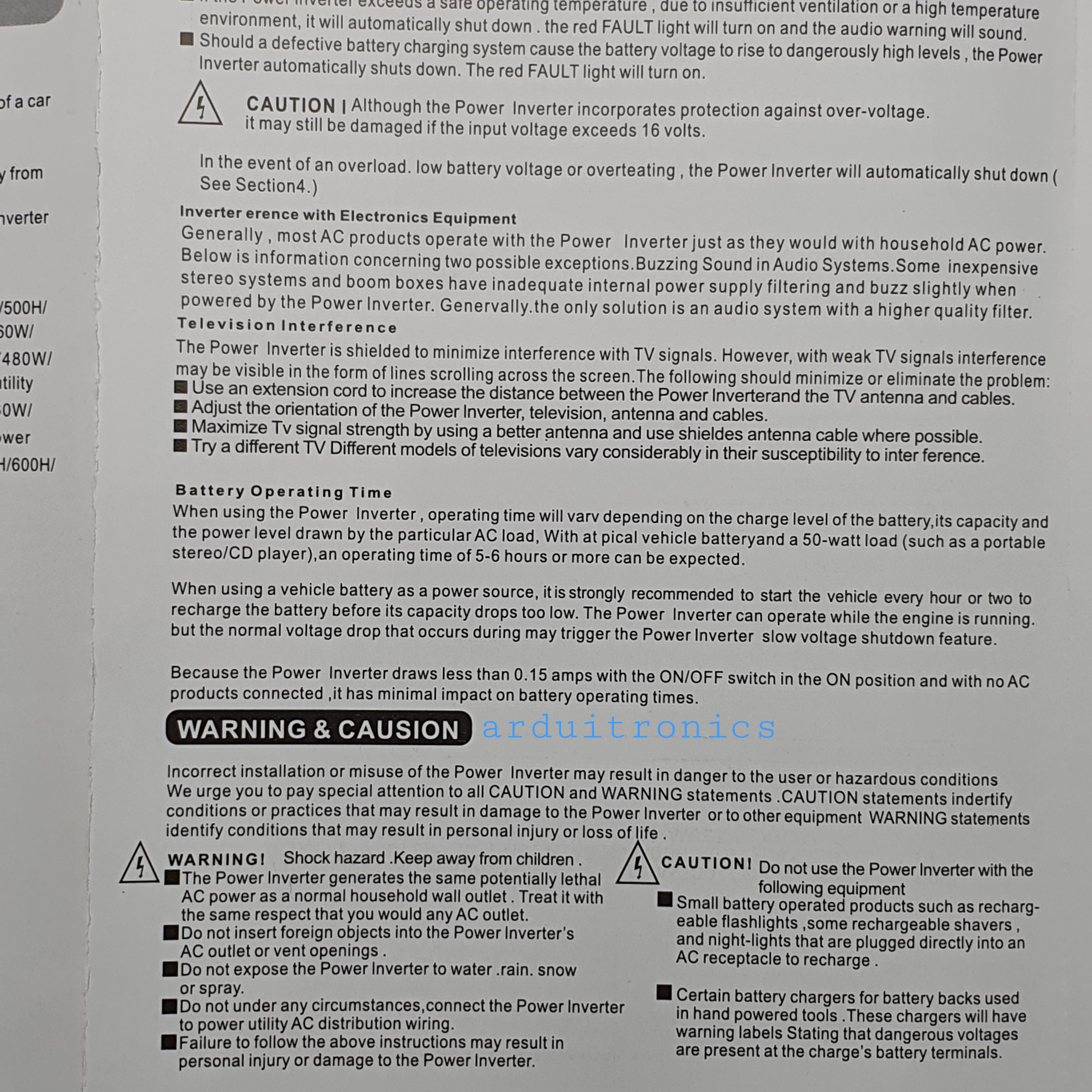 DC to AC Power Inverter 1000W 12VDC to 220VAC 50 Hz (modified Sine Wave) สีดำ