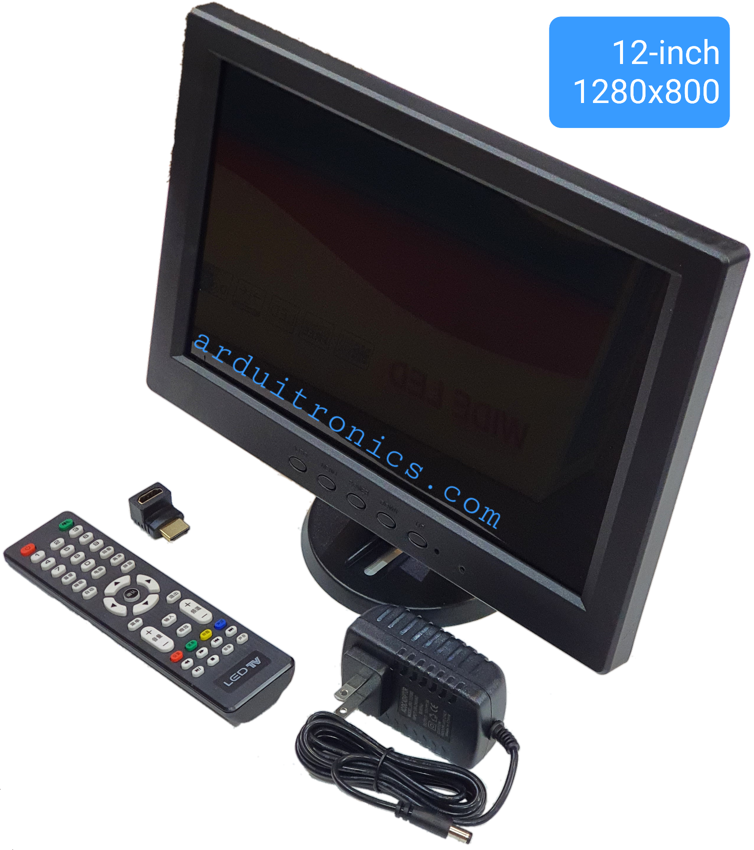 จอ LCD 12นิ้ว 1280x800 (แถม remote control / power adapter / HDMI adapter) สำหรับ Raspberry Pi / Nvidia พร้อมฐานตั้ง