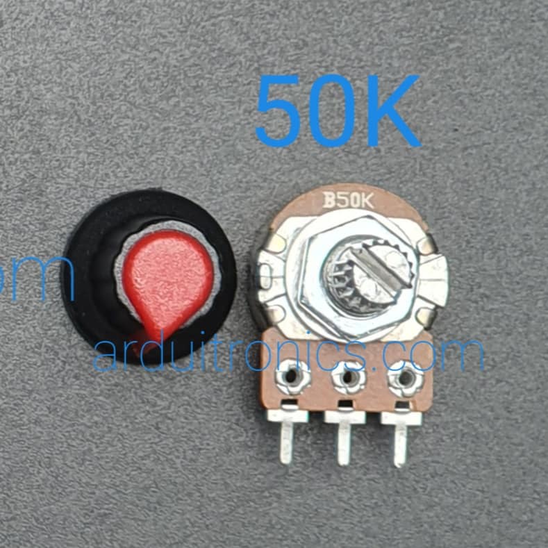 ตัวต้านทานปรับค่าได้พร้อมจุกหมุน 50K Ohm (พร้อมแหวนรอง)