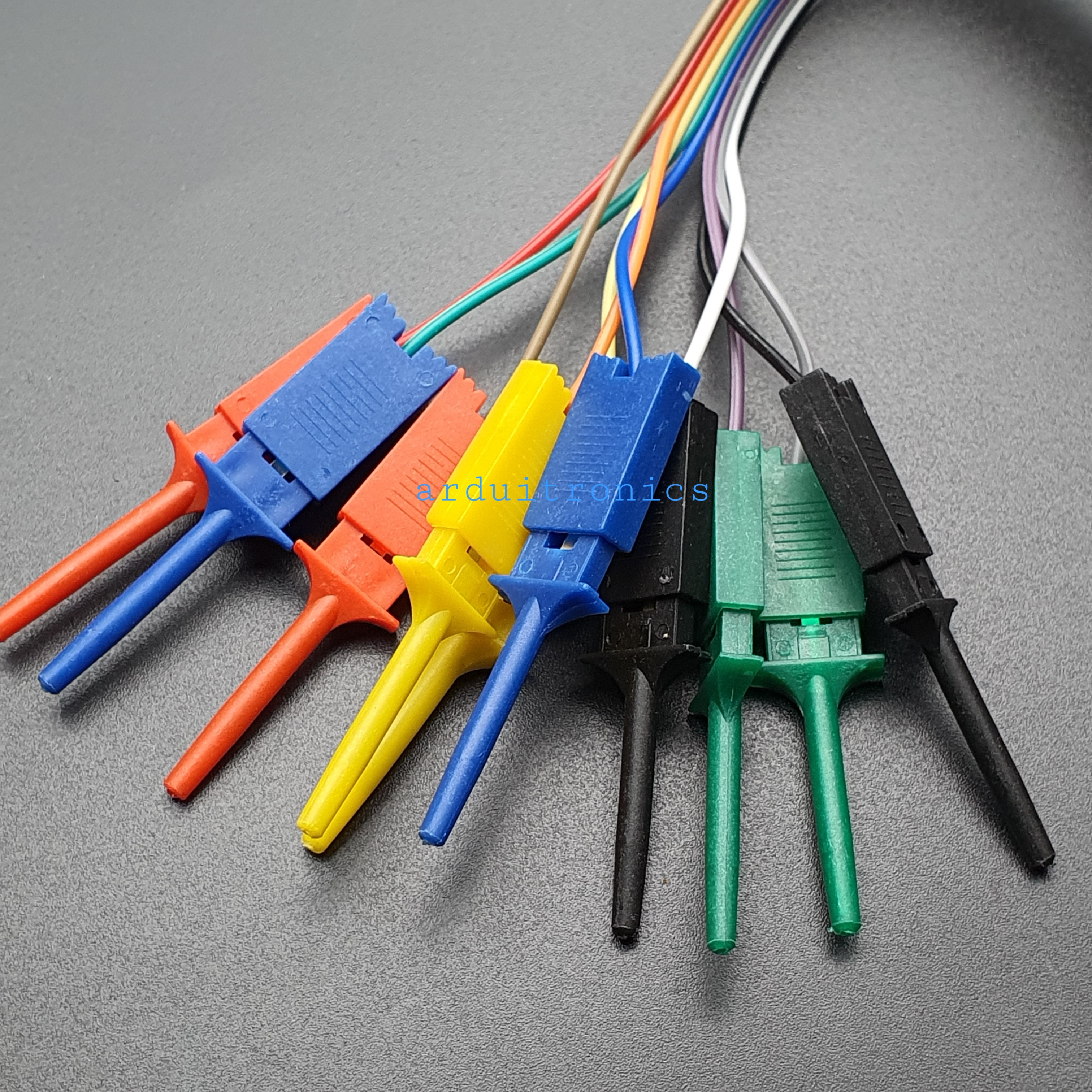 Jumper Wire 10p Test Hook 10 เส้น ปลายสายแบบผู้ Test Hook To Male Dupont Cable