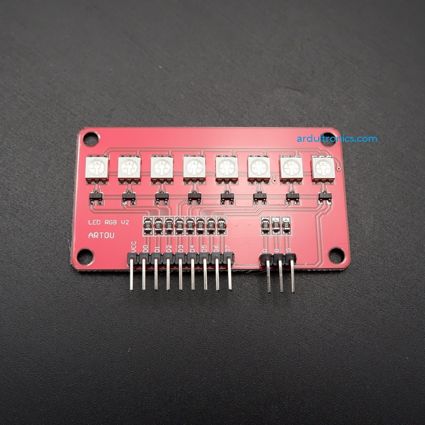 5050 RGB Full Color RGB 8 LED Module for Arduino (Red PCB) - Arduino ...