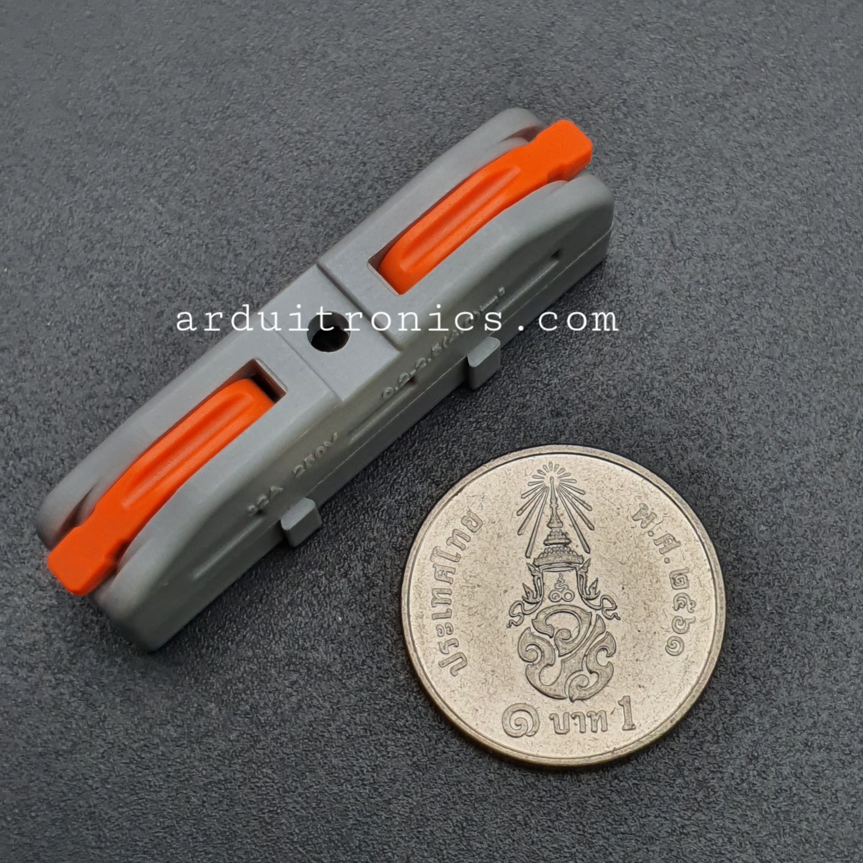 Terminal ต่อสายไฟแบบเร็ว 2 ช่อง (1 in - 1 out) Wire Connector Quick Terminal 0.2-4mm Square Splitter รุ่น DF-2-Y สีส้ม