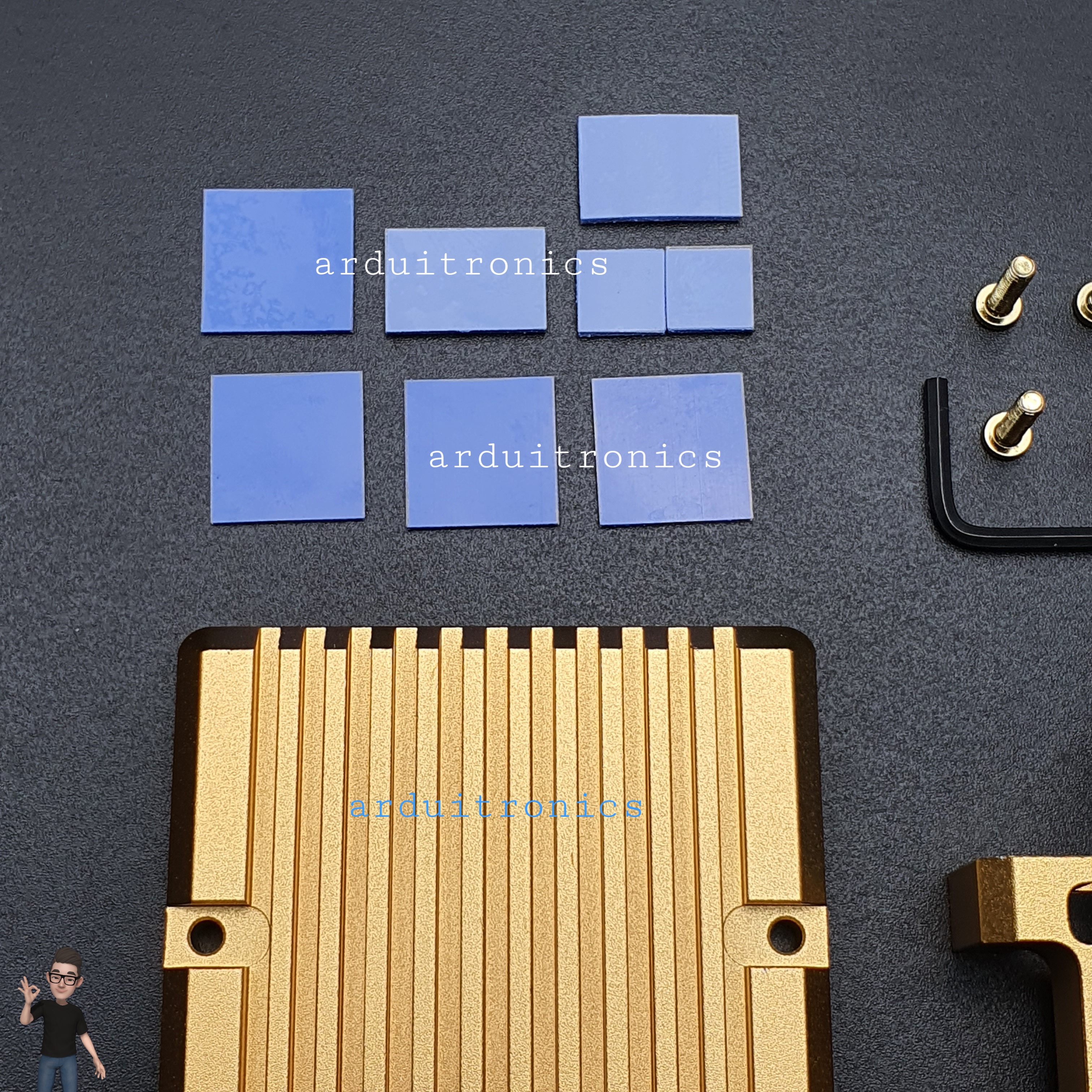 Aluminium Case for Raspberry Pi 4 with Dual Fan (Gold) แบบที่ 2