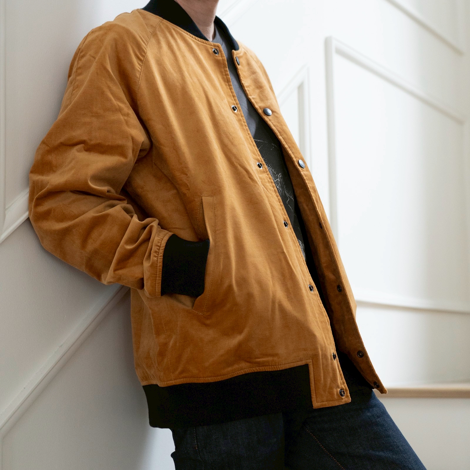 Mark Velvet Baseball Jacket - Dandelion