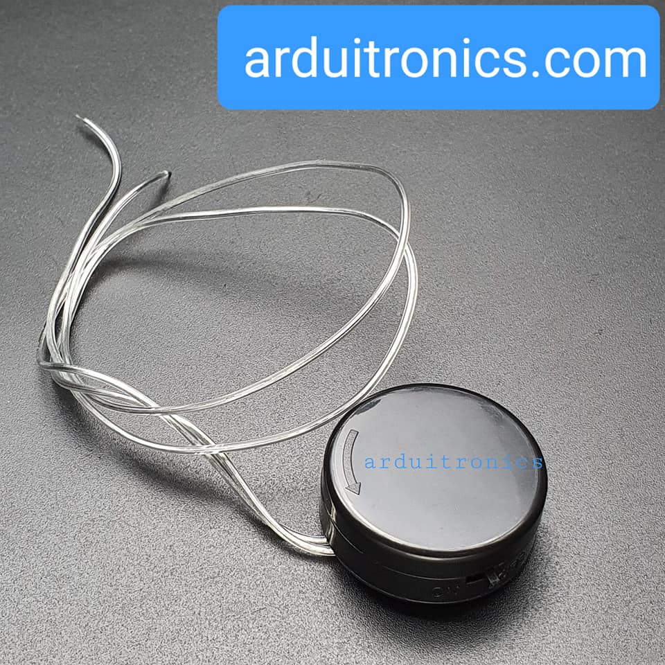 Battery Box กล่องถ่านกระดุม CR2032 สีดำทรงกระบอก ใส่ได้ 2 ก้อน 6V พร้อมสวิตช์ มีฝาปิดแบบเกลียวหมุน