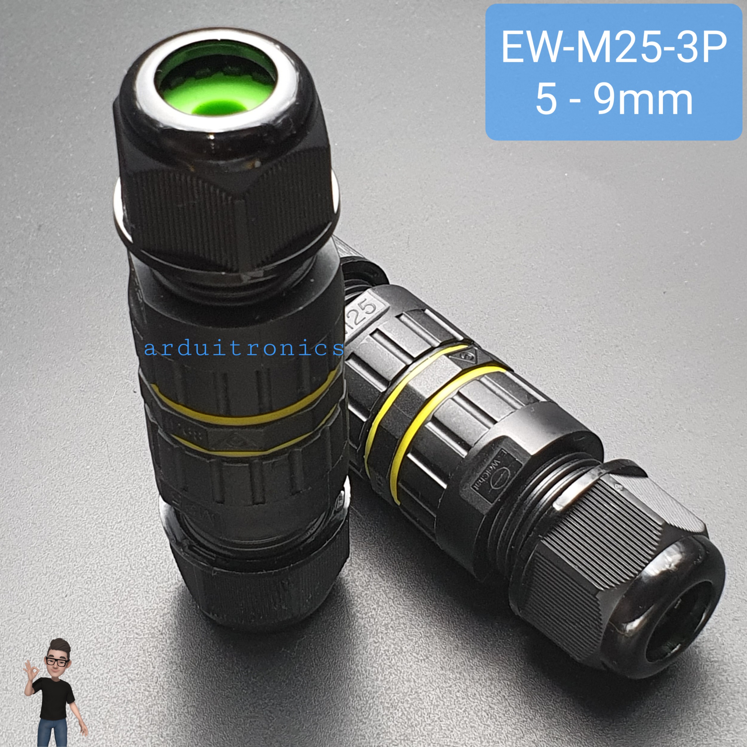 EW-M25-3P Waterproof / Rainproof Outdoor Cable Connector (wire diameter 5-9mm)