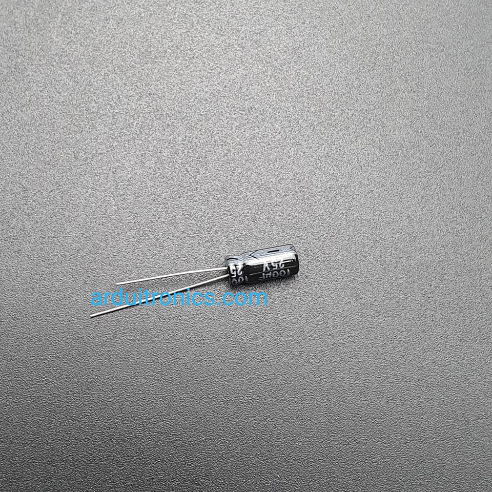 ตัวเก็บประจุ 100uF 25V (จำนวน 1 ตัว) Capacitor ขนาด 5x11