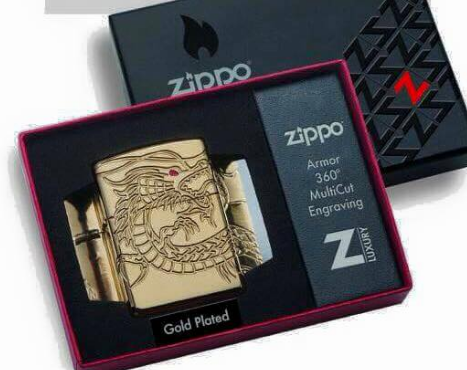 ไฟแช็ค zippo 29265 Dragon 360 Multicut Armor Gold Plated